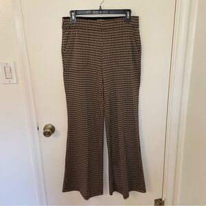 Max Studio Houndstooth Pattern Knit Stretch Wide Pants Medium Pull On